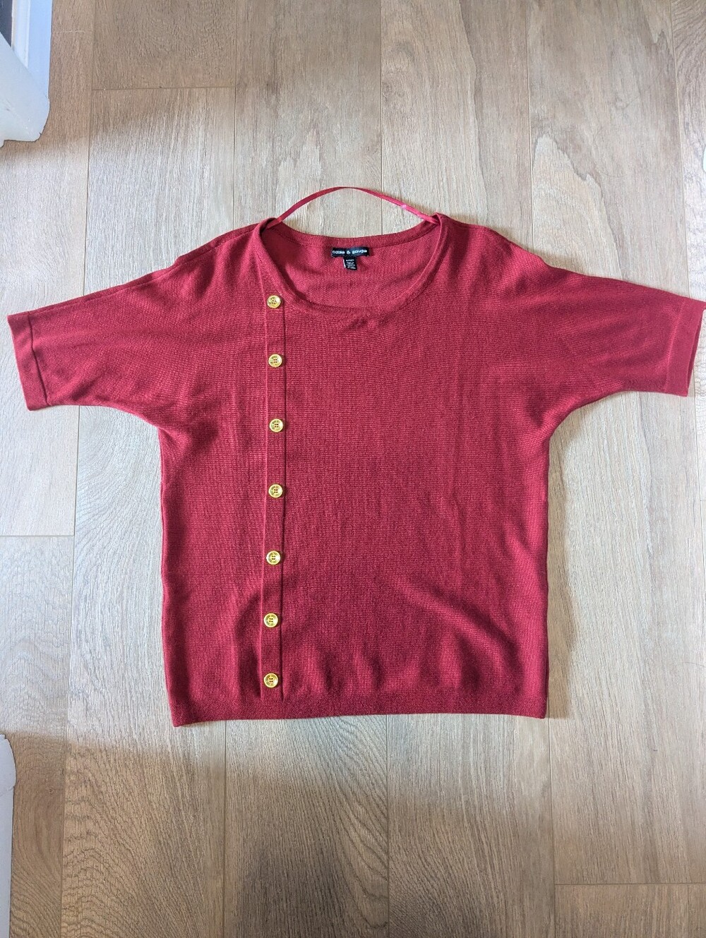 Cable & Gauge Burnt Orange Short Sleeve Knit Sweater Small